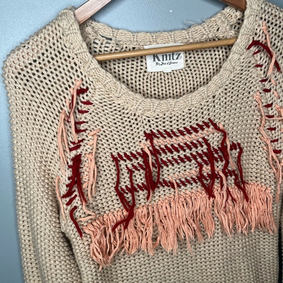 For Love & Lemons x Knitz Denver Fringe Boho Knit Oversized Sweater - Picture 6 of 15